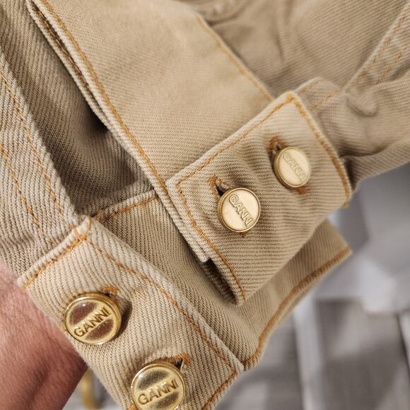 Ganni denim button front khaki dress size 8 - Picture 5 of 6